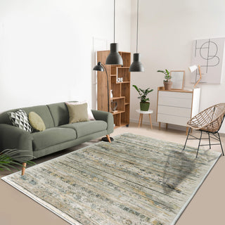 Vernal Kwan Grey, Beige, and Green Machine Washable Rug -  For Living Room, Dining Room, Bedroom, Hallway, Kitchens, Kids/Nursery Room