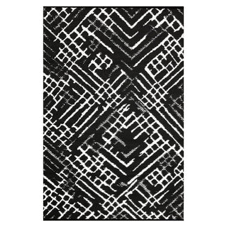 Channels Black White Outdoor Rug