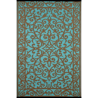 Gala Turquoise Gold Outdoor Rug