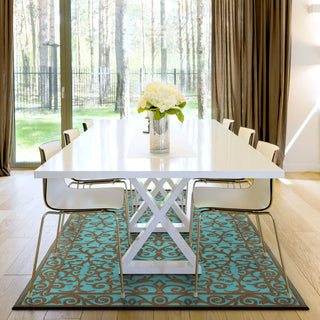 Gala Turquoise Gold Outdoor Rug