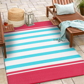 Sunshine Red Turquoise Outdoor Rug